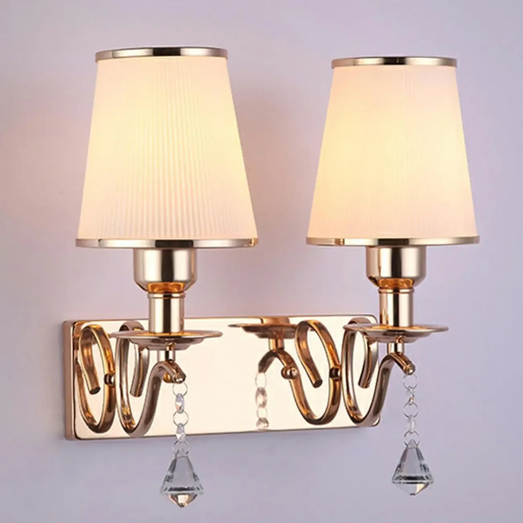 Modern Gold Glass LED Wall Sconce with Crystal Decoration