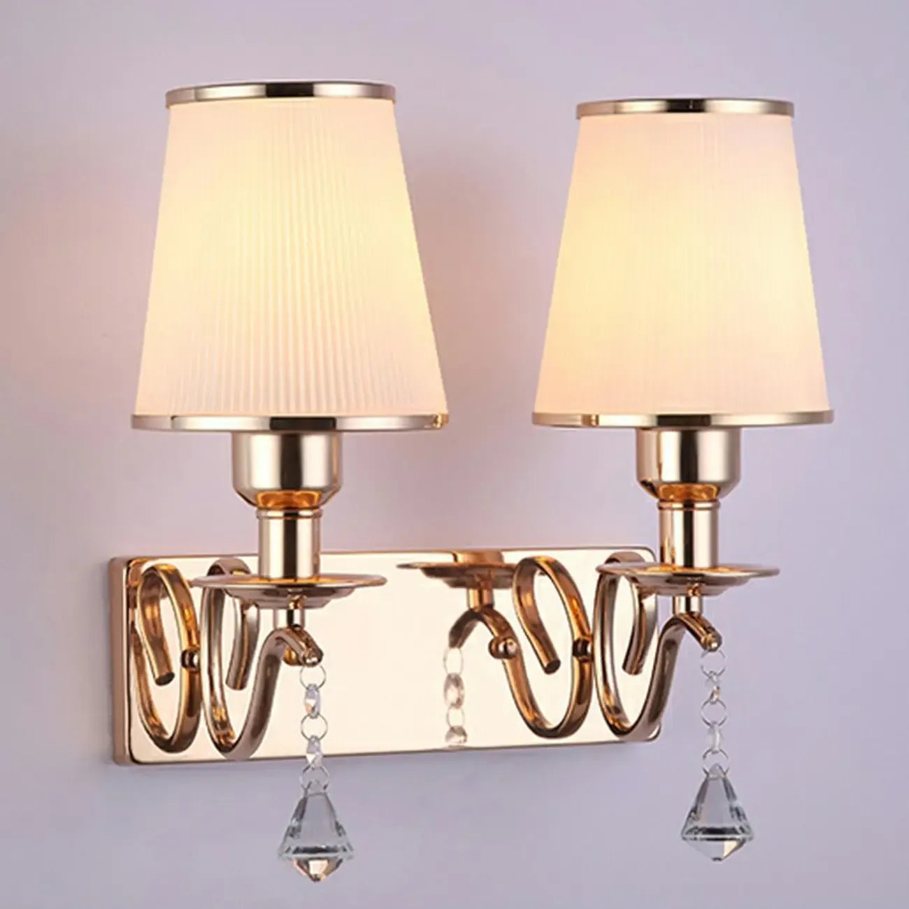 Modern Gold Glass LED Wall Sconce with Crystal Decoration