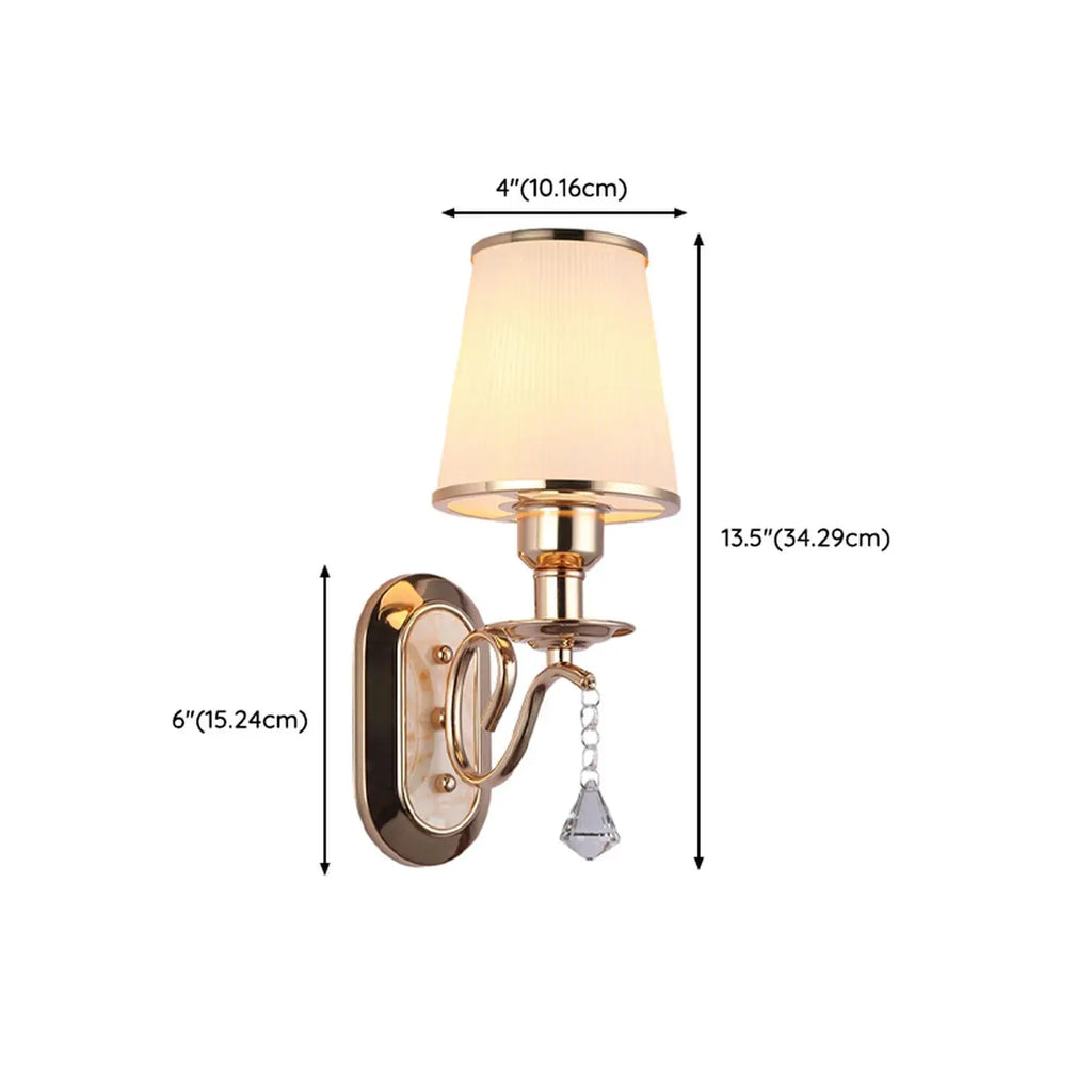 Modern Gold Glass LED Wall Sconce with Crystal Decoration
