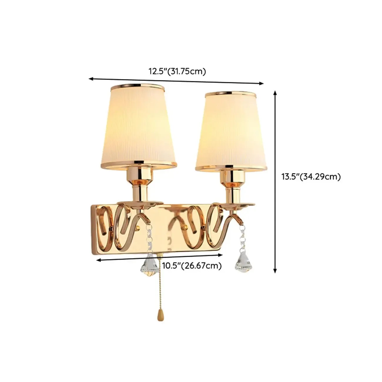 Modern Gold Glass LED Wall Sconce with Crystal Decoration