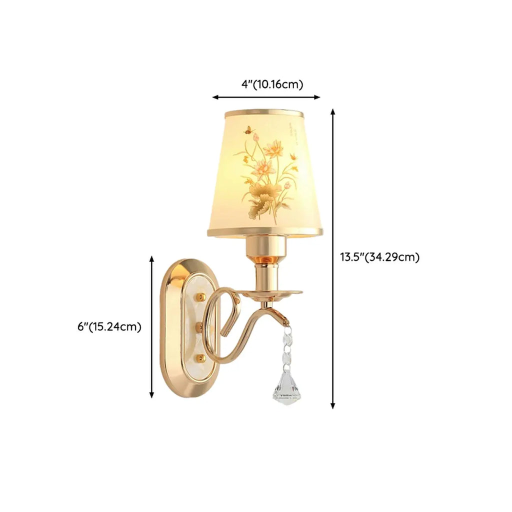 Modern Gold Glass LED Wall Sconce with Crystal Decoration