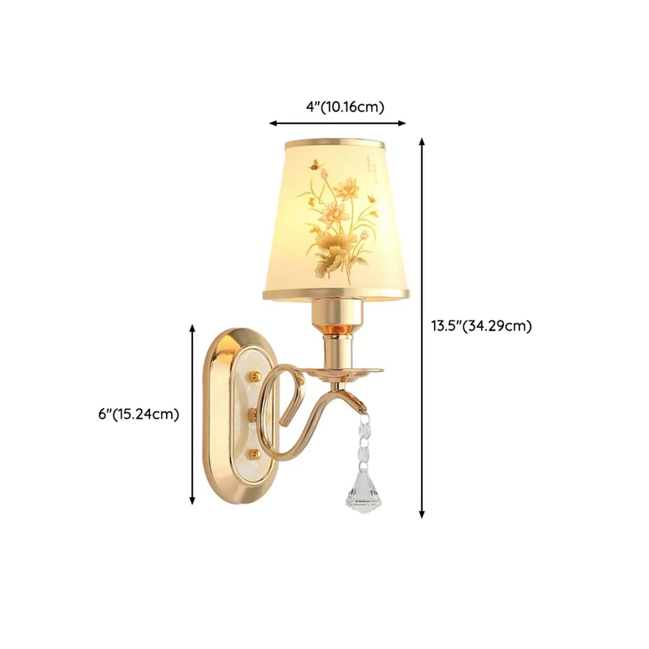 Modern Gold Glass LED Wall Sconce with Crystal Decoration