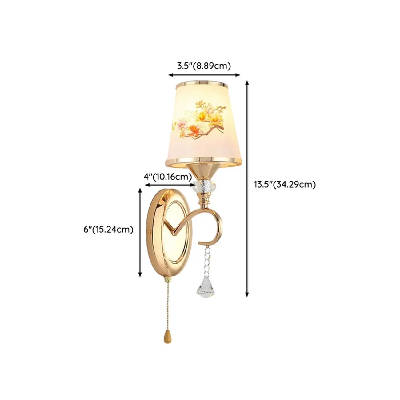 Modern Gold Glass LED Wall Sconce with Crystal Decoration