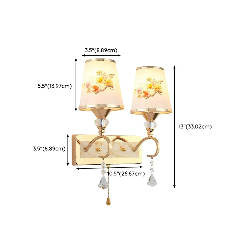 Modern Gold Glass LED Wall Sconce with Crystal Decoration