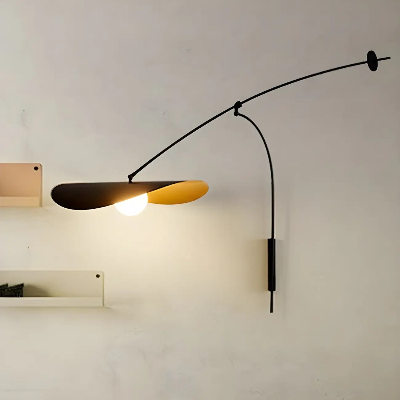 Elegant Black Metal Ambient Lighting Swing Arm Wall Light