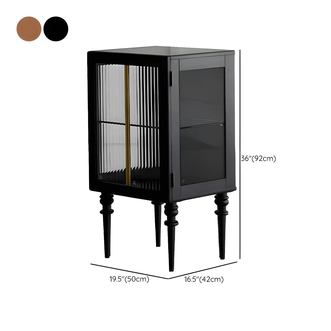 Mid-Century Modern Leggy Brown Wooden Glass Storage Cabinet