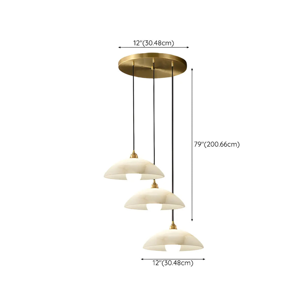Modern Gold Stone Dome Pendant Light for Kitchen Island