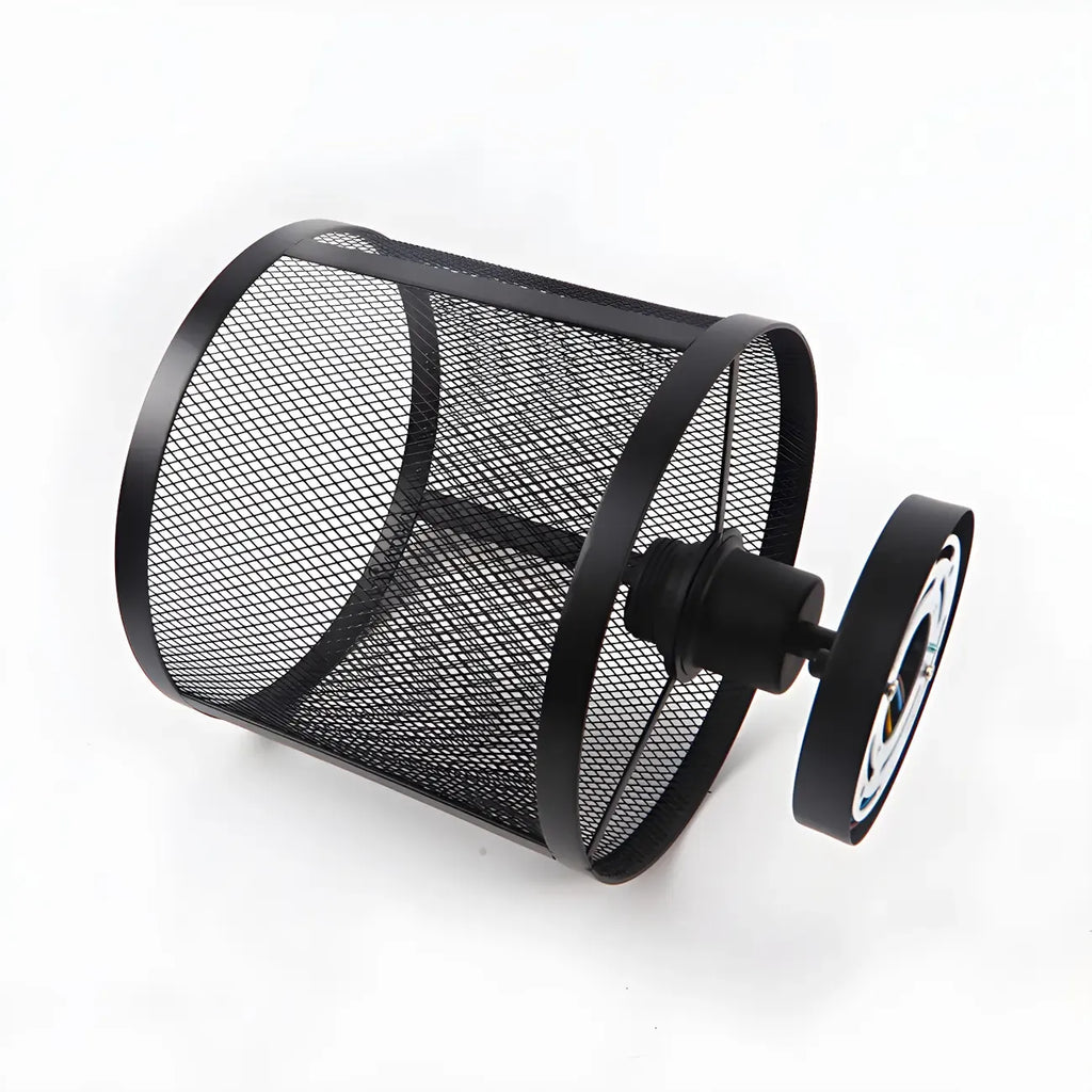Industrial Black Iron Mesh Cylinder Semi Flush Ceiling Light