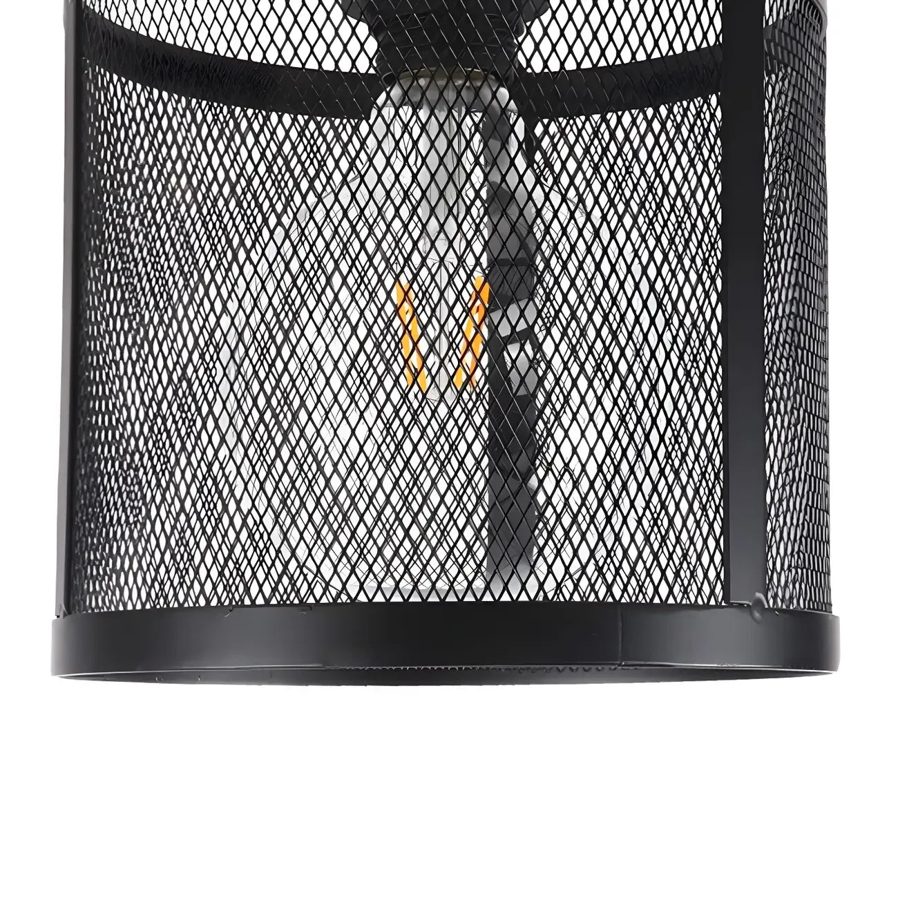 Industrial Black Iron Mesh Cylinder Semi Flush Ceiling Light