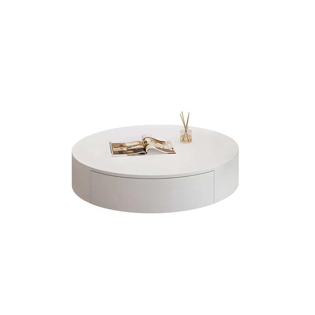 Modern White Round Wooden Coffee Table with Storage