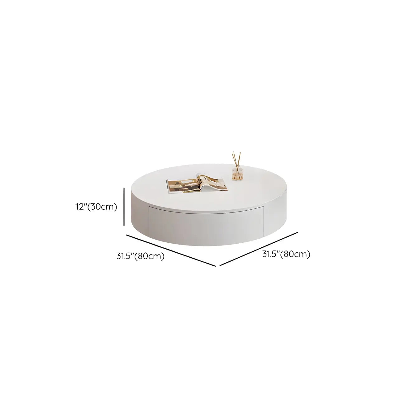 Modern White Round Wooden Coffee Table with Storage