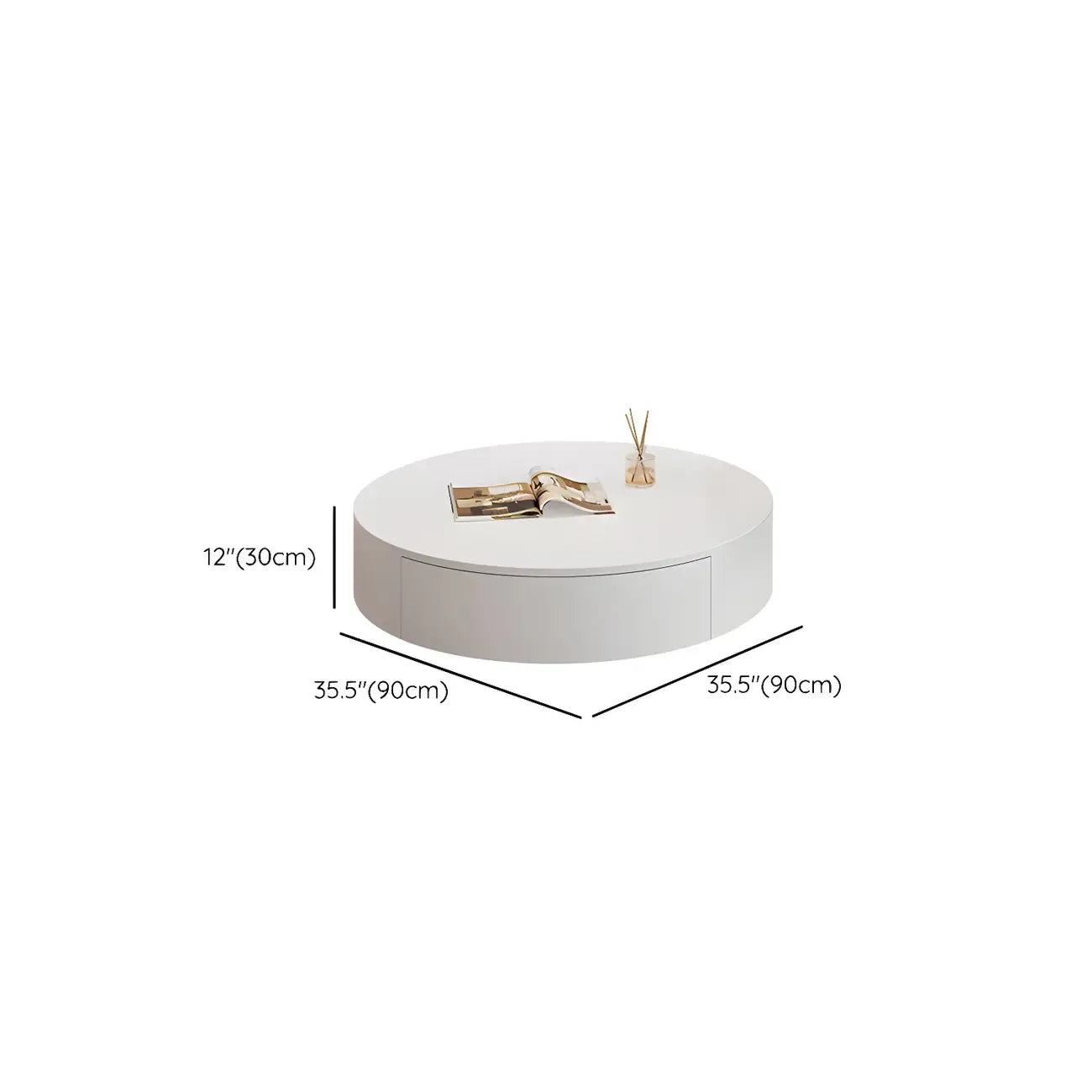 Modern White Round Wooden Coffee Table with Storage