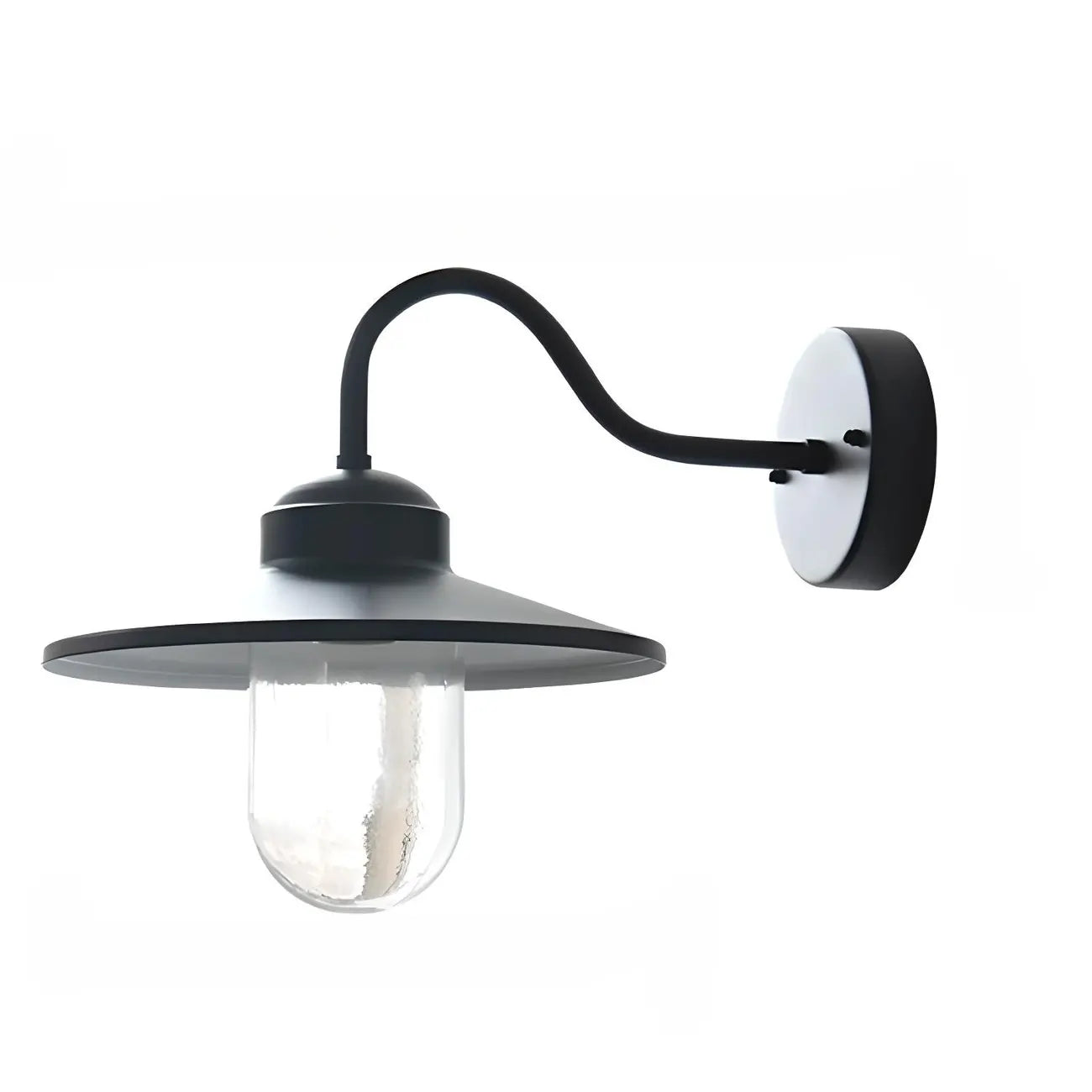 Industrial Gooseneck Down Shade Glass Outdoor Wall Light