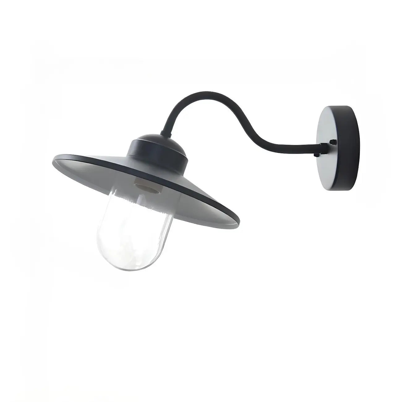 Industrial Gooseneck Down Shade Glass Outdoor Wall Light