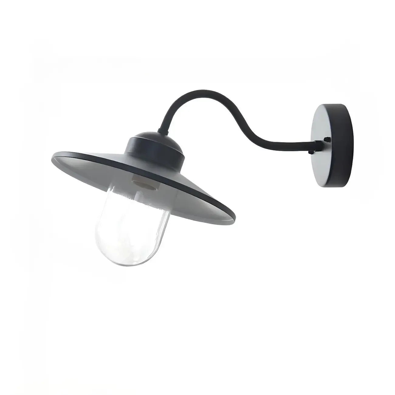 Industrial Gooseneck Down Shade Glass Outdoor Wall Light
