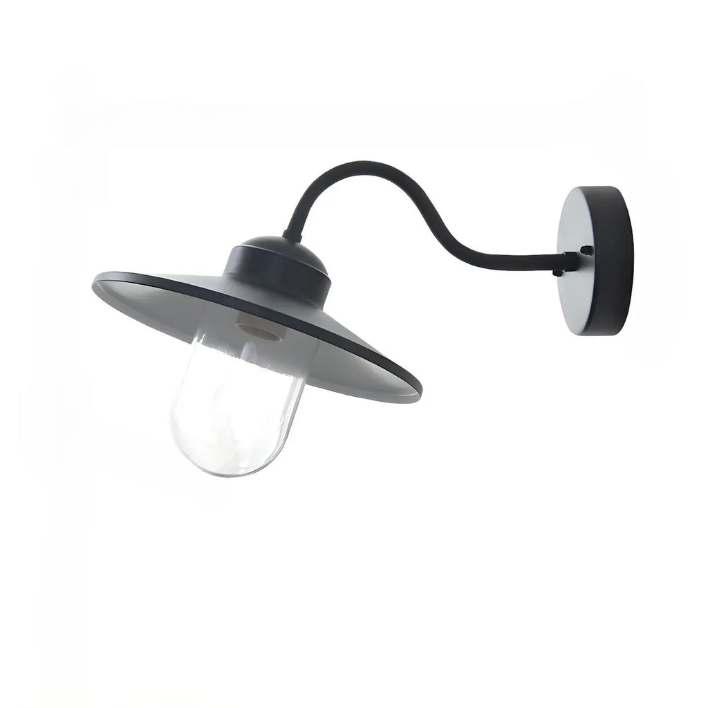 Industrial Gooseneck Down Shade Glass Outdoor Wall Light