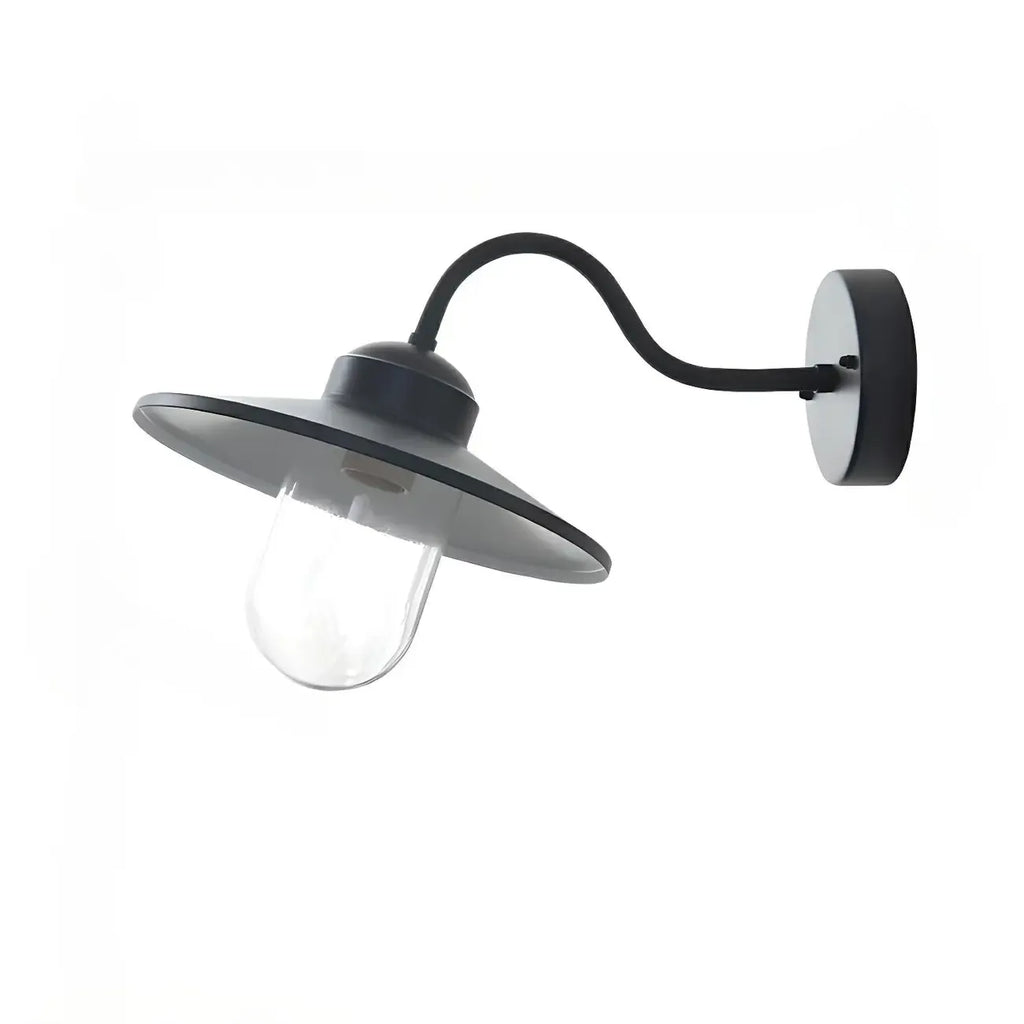 Industrial Gooseneck Down Shade Glass Outdoor Wall Light
