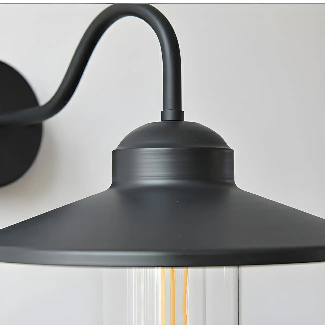 Industrial Gooseneck Down Shade Glass Outdoor Wall Light