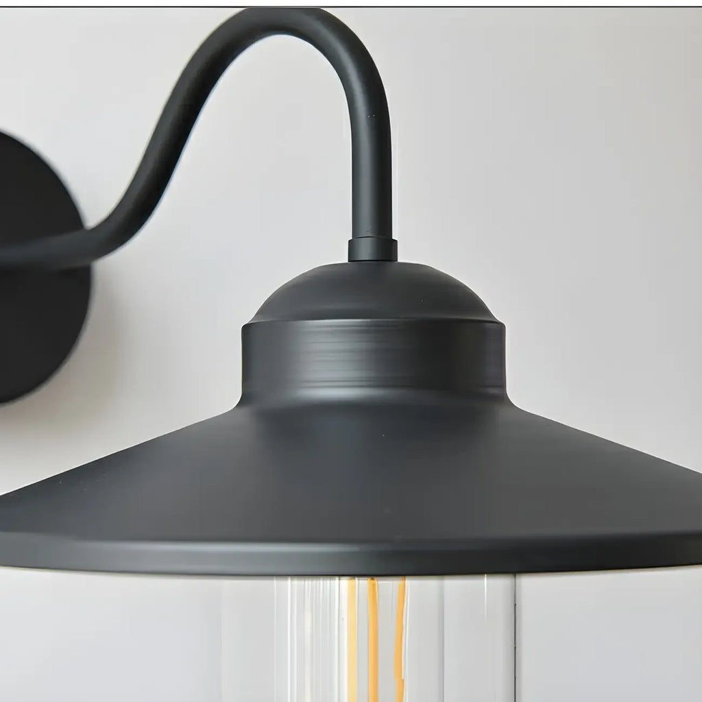 Industrial Gooseneck Down Shade Glass Outdoor Wall Light