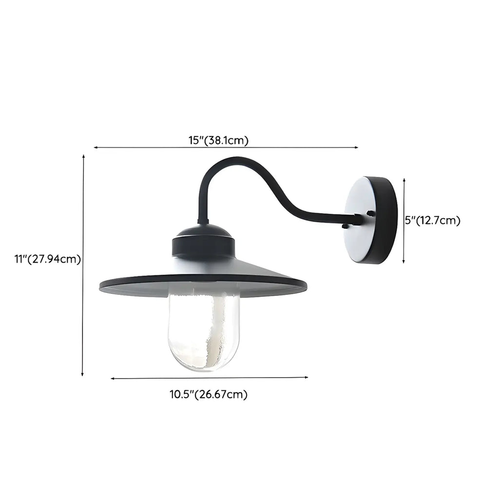 Industrial Gooseneck Down Shade Glass Outdoor Wall Light