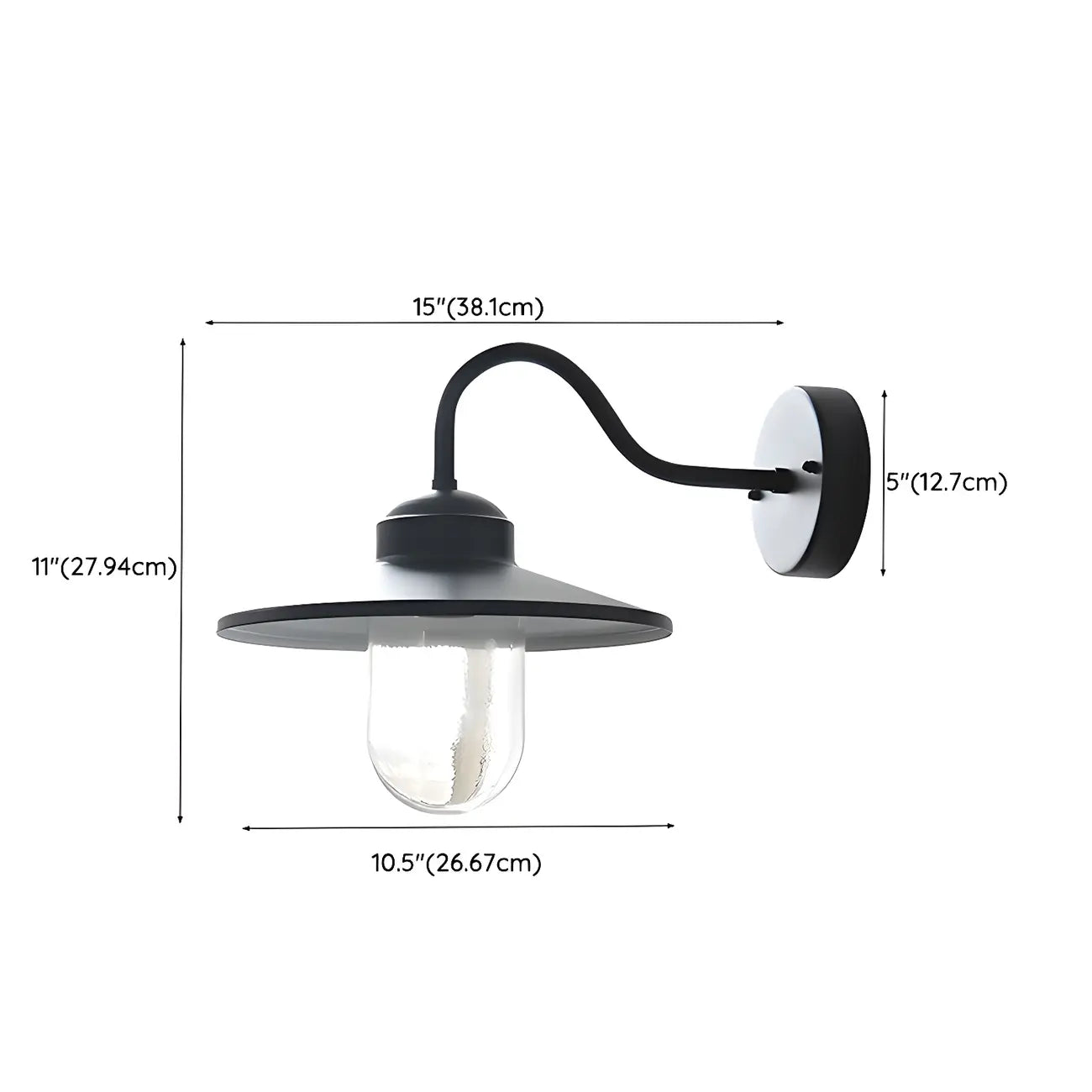 Industrial Gooseneck Down Shade Glass Outdoor Wall Light