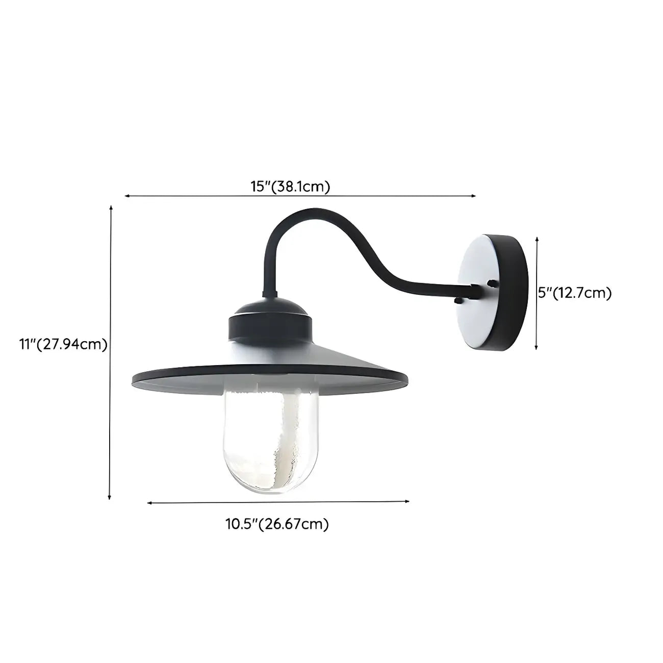 Industrial Gooseneck Down Shade Glass Outdoor Wall Light
