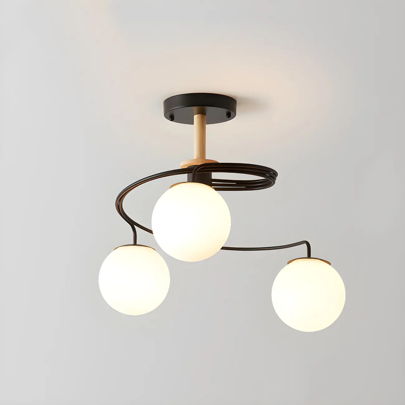 Modern Globe Bulb Orb Metal Semi Flush Ceiling Light