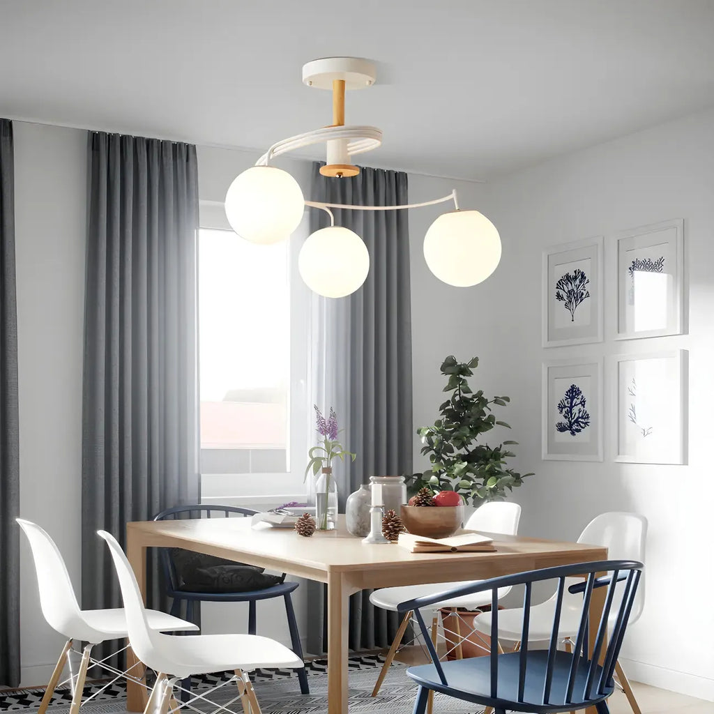 Modern Globe Bulb Orb Metal Semi Flush Ceiling Light