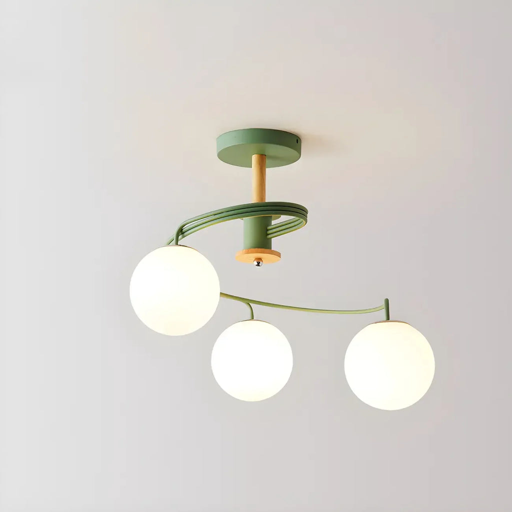 Modern Globe Bulb Orb Metal Semi Flush Ceiling Light