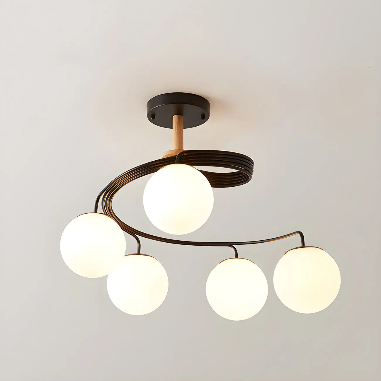 Modern Globe Bulb Orb Metal Semi Flush Ceiling Light
