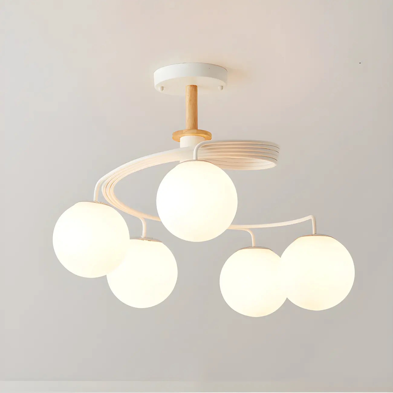 Modern Globe Bulb Orb Metal Semi Flush Ceiling Light