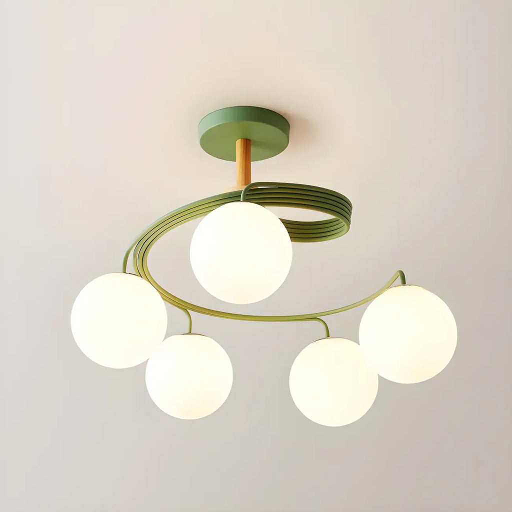 Modern Globe Bulb Orb Metal Semi Flush Ceiling Light