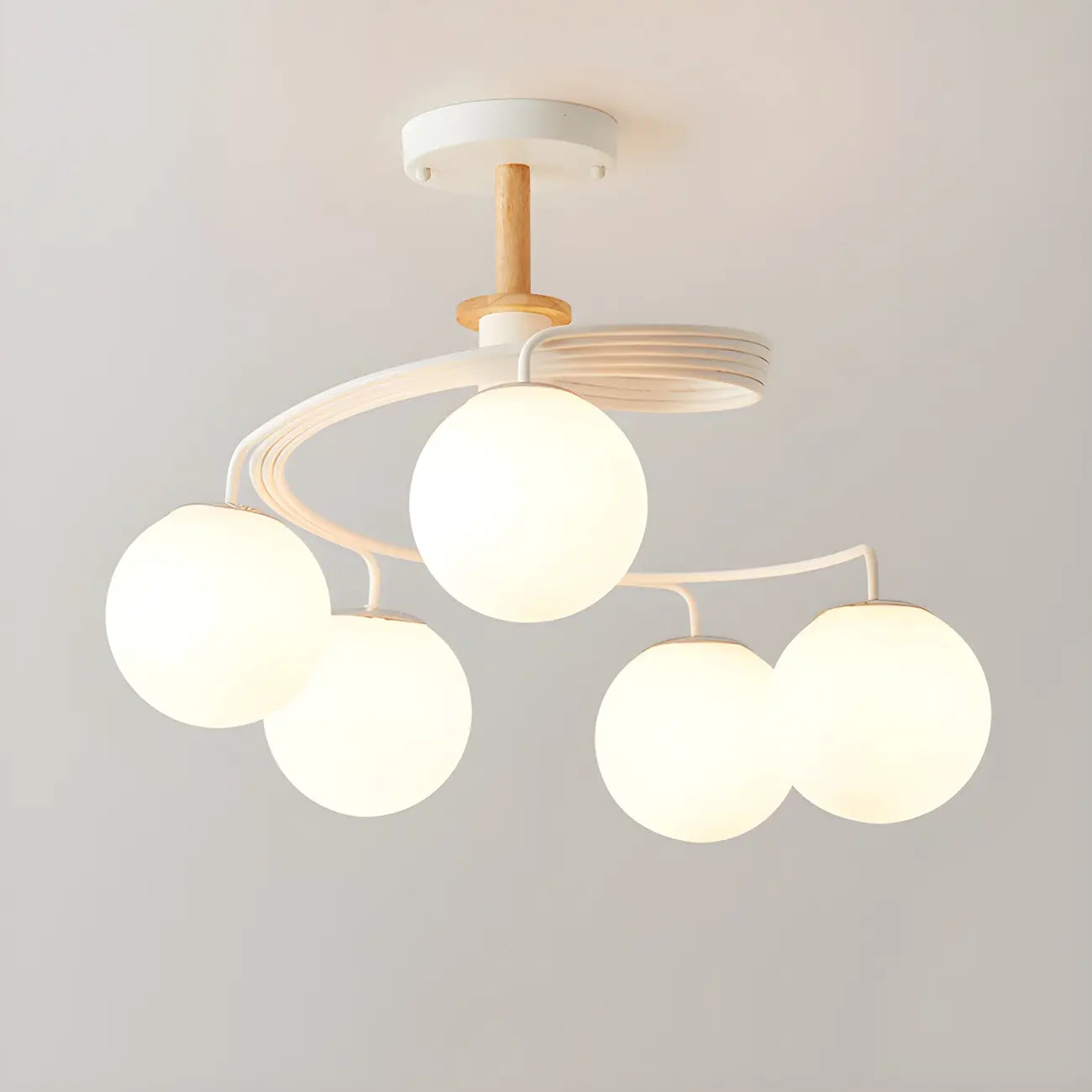 Modern Globe Bulb Orb Metal Semi Flush Ceiling Light