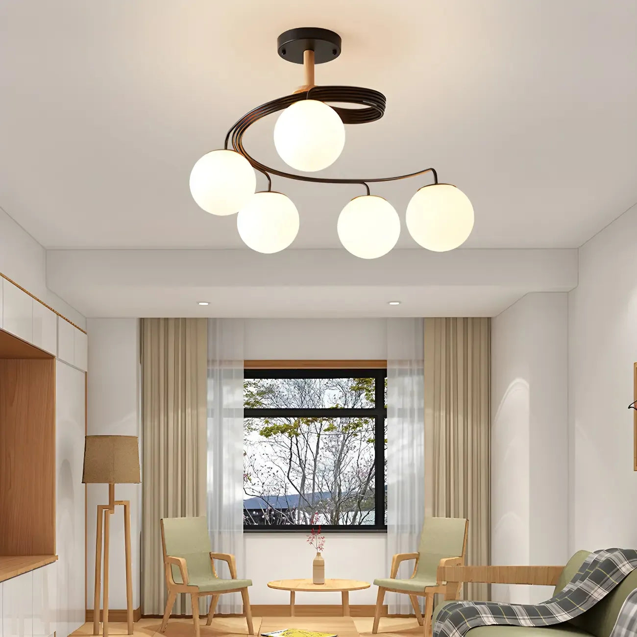Modern Globe Bulb Orb Metal Semi Flush Ceiling Light