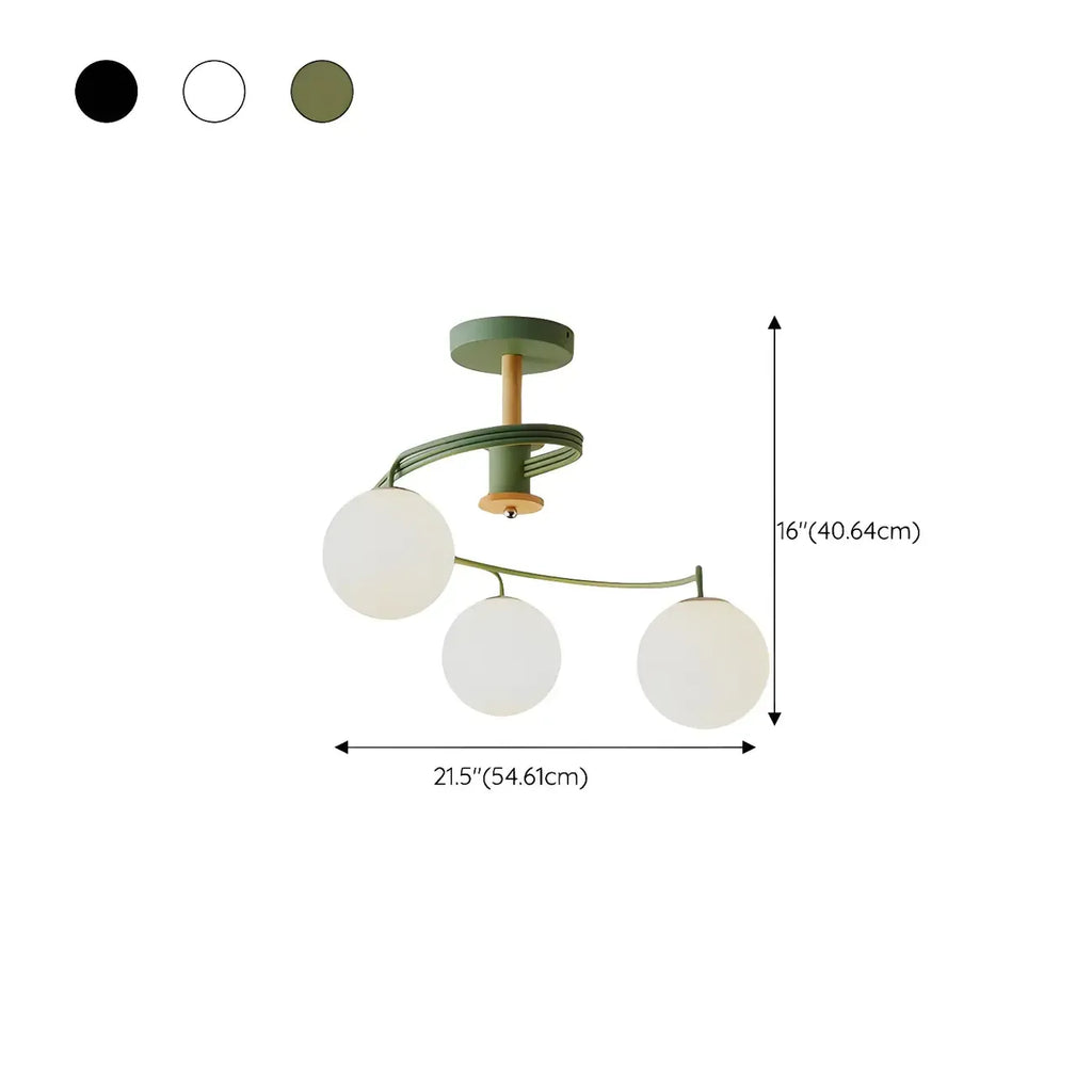 Modern Globe Bulb Orb Metal Semi Flush Ceiling Light