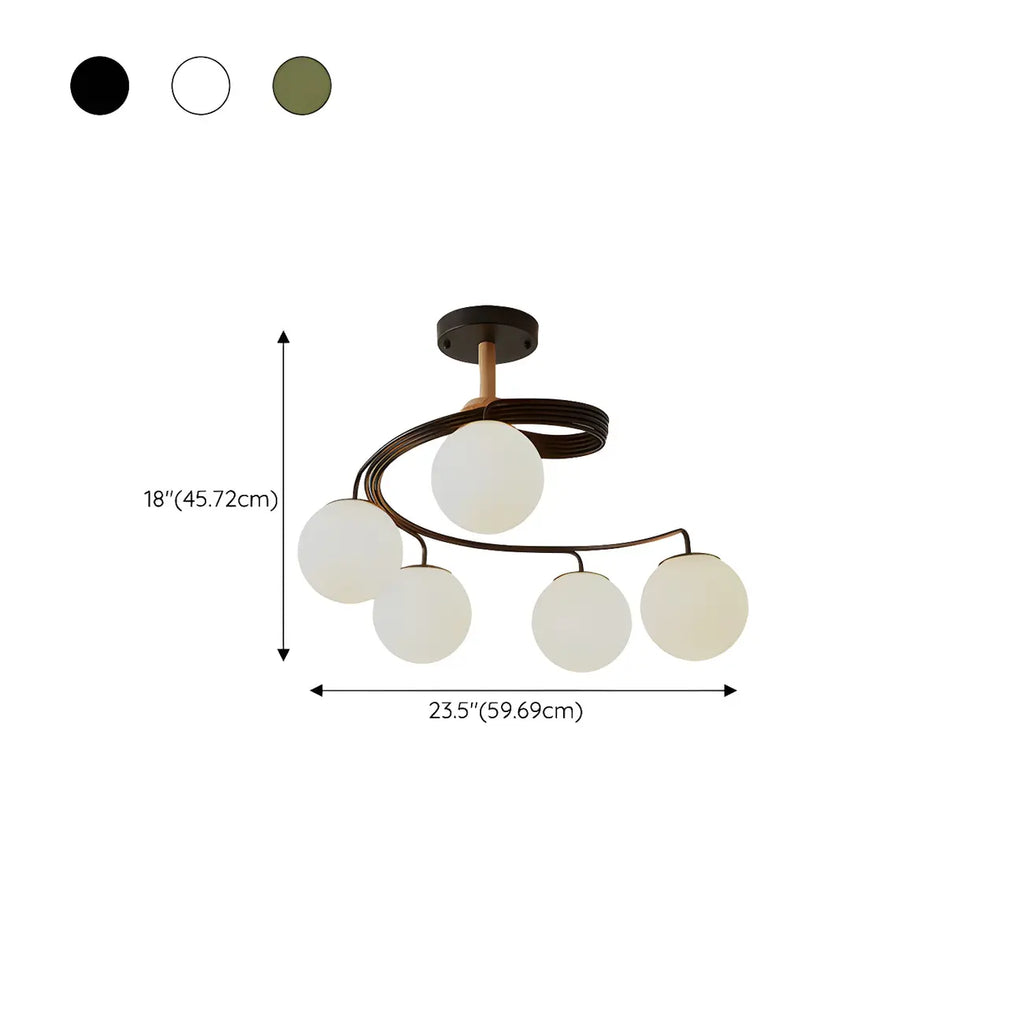 Modern Globe Bulb Orb Metal Semi Flush Ceiling Light