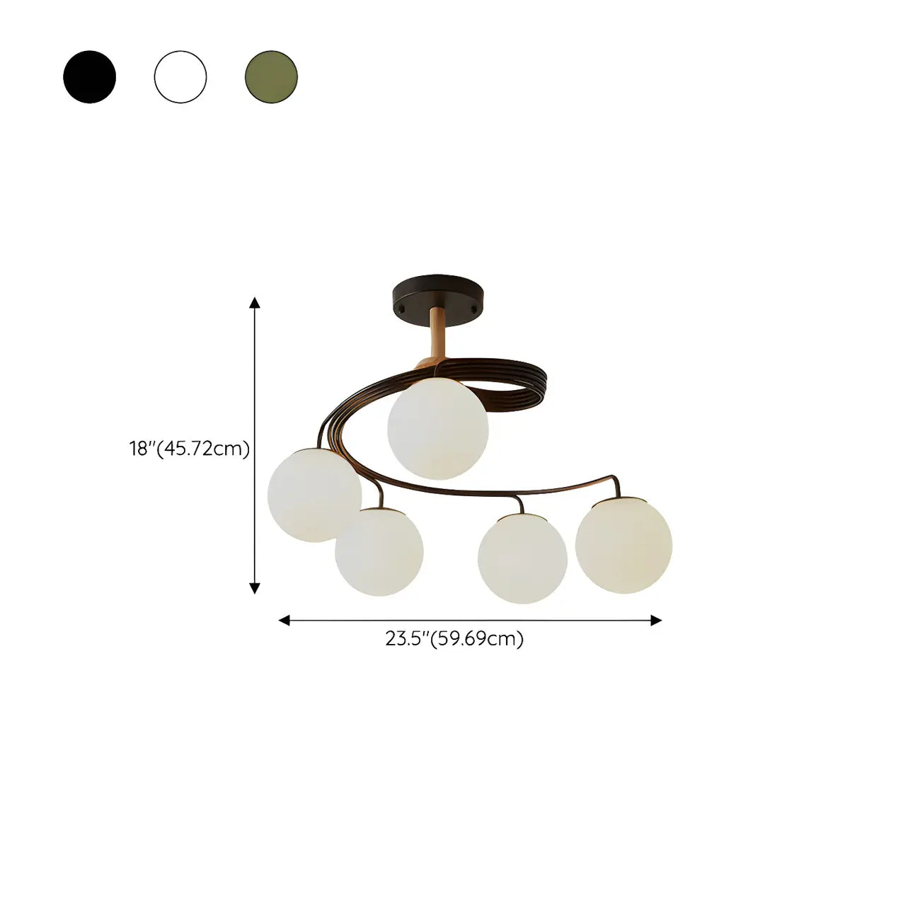 Modern Globe Bulb Orb Metal Semi Flush Ceiling Light