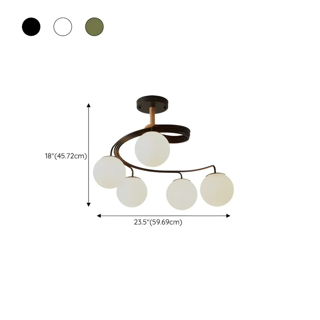 Modern Globe Bulb Orb Metal Semi Flush Ceiling Light