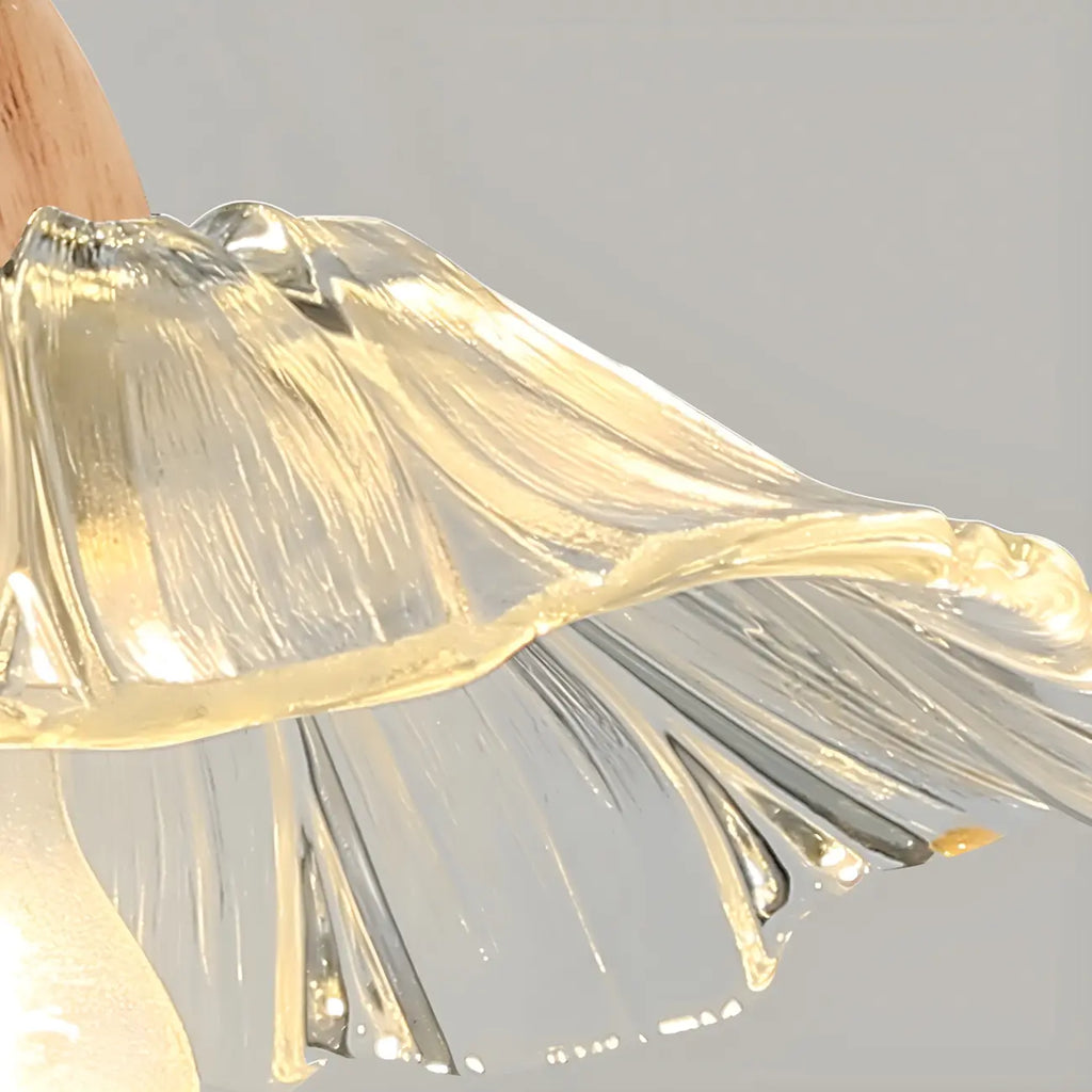 Simple Wood Glass Floral Shade Wall Sconce