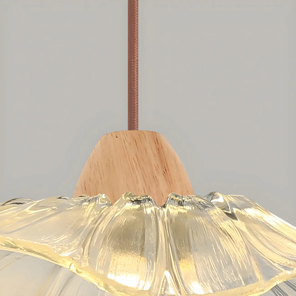 Simple Wood Glass Floral Shade Wall Sconce