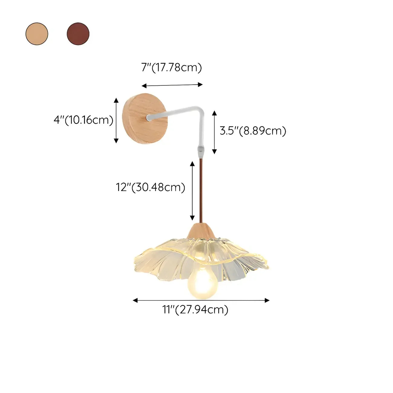 Simple Wood Glass Floral Shade Wall Sconce
