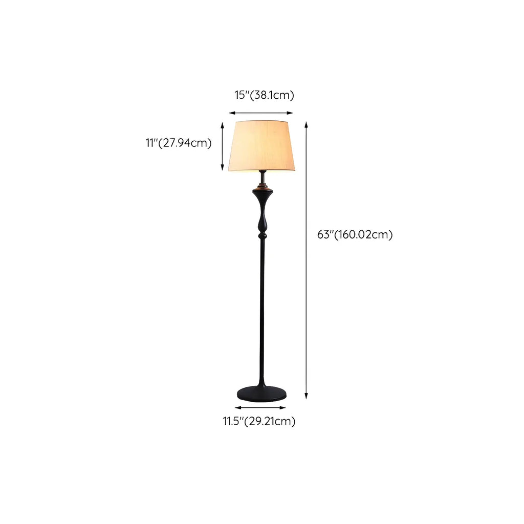 Traditional Drum Fabric Shade Standing Floor Lamp with Table