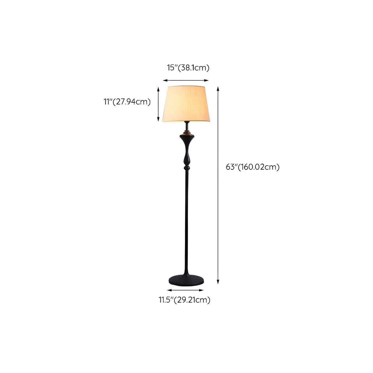 Traditional Drum Fabric Shade Standing Floor Lamp with Table