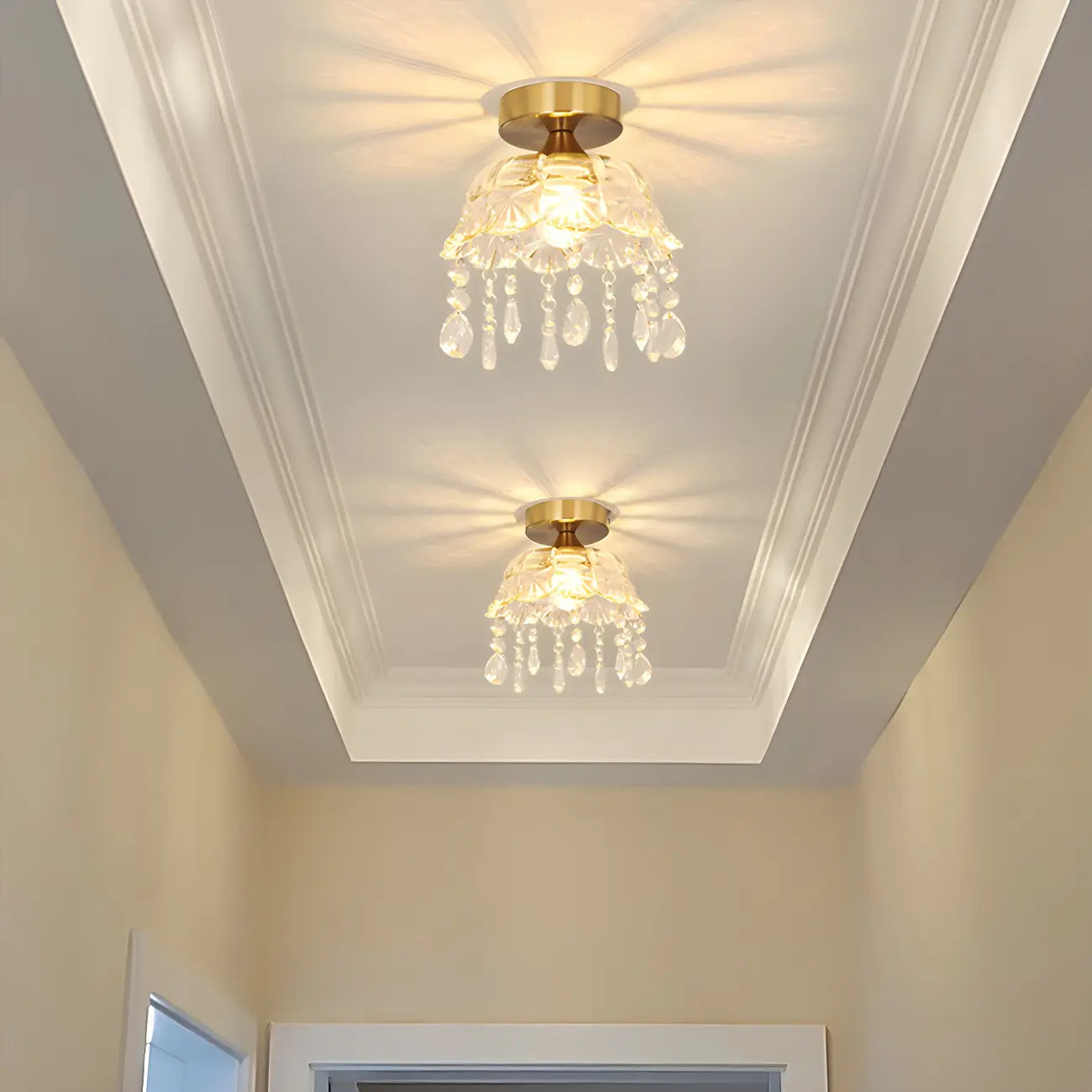 Contemporary LED Brass Semi-Flush Ceiling Light for Home