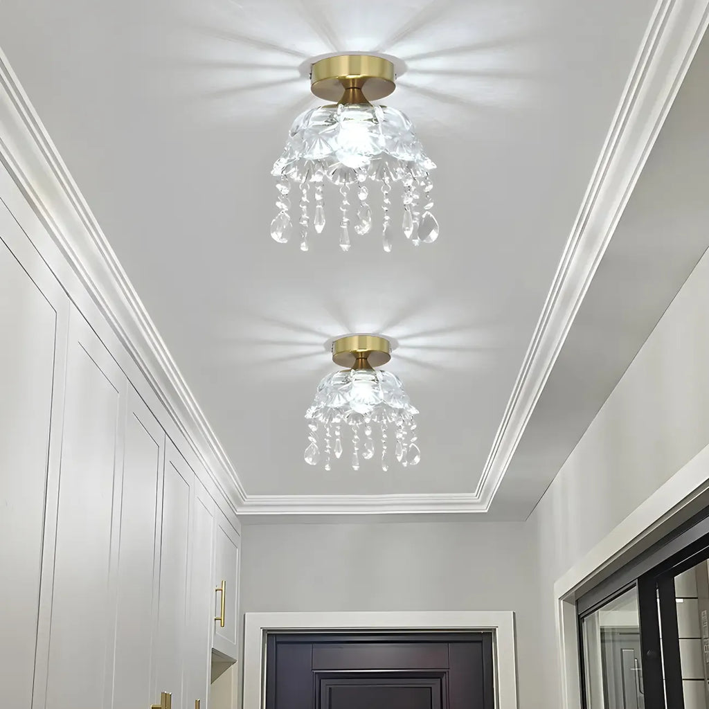 Contemporary LED Brass Semi-Flush Ceiling Light for Home