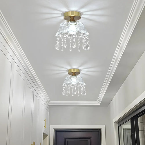 Contemporary LED Brass Semi-Flush Ceiling Light for Home