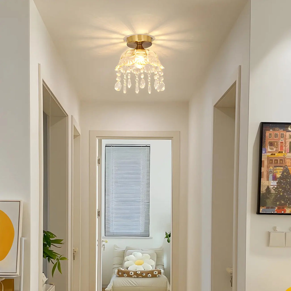 Contemporary LED Brass Semi-Flush Ceiling Light for Home