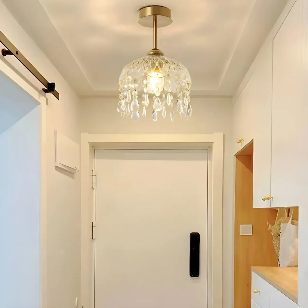 Contemporary LED Brass Semi-Flush Ceiling Light for Home