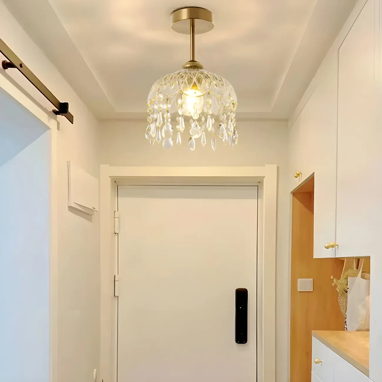 Contemporary LED Brass Semi-Flush Ceiling Light for Home