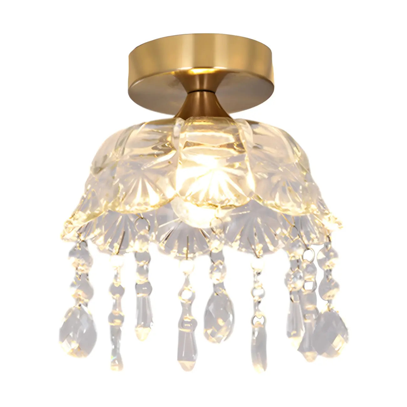 Contemporary LED Brass Semi-Flush Ceiling Light for Home